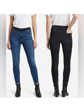 GOOD AMERICAN Good Waist Skinny Jeans 2 Colour 5 Pocket Raw Step Hem US Sz 4 27